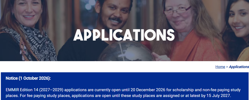 EMMIR Erasmus Mundus Applications Open Now