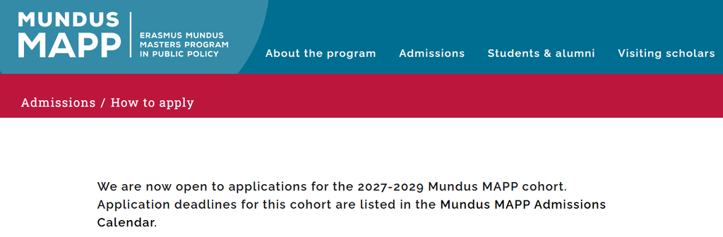 Erasmus MUNDUS MAPP 2027 Cohort Open Now